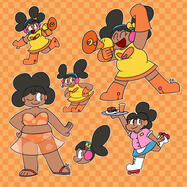 Various drawings of my character Miss Melody
