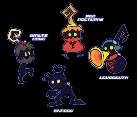 Fanart of various enemies from Kingdom Hearts