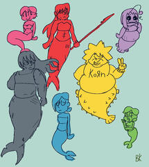 Mermaid character sketches (2022)